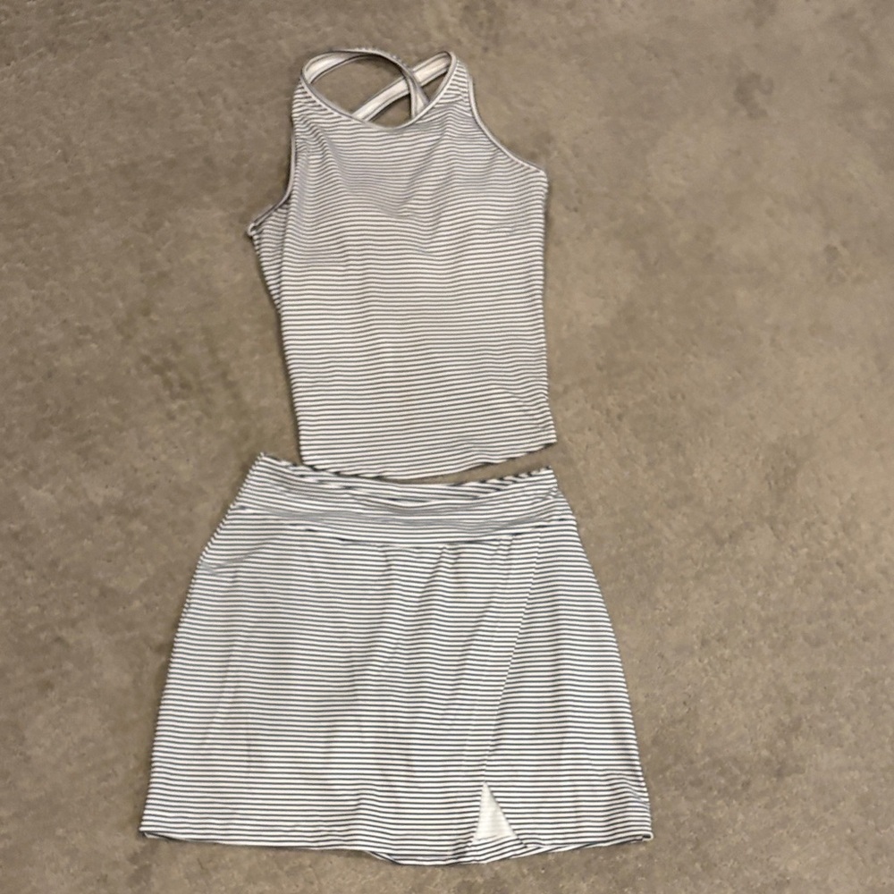 Jockey Navy & White Striped tennis skort and top set. Barely worn. Super comfy.